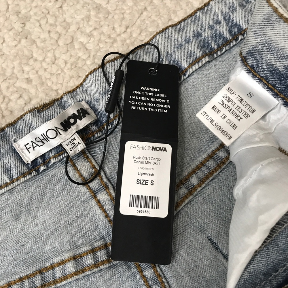 Fashion Nova Cargo Denim Mini Skirt Light Blue Size S - Picture 8 of 13